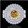 Image 2 : 2.03 ctw Intense Fancy Yellow Diamond Art Deco Ring 18k White Gold - REF-245G5W