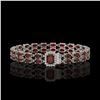 Image 1 : 14.45 ctw Garnet & Diamond Bracelet 14K White Gold - REF-236M4G