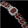 Image 2 : 14.45 ctw Garnet & Diamond Bracelet 14K White Gold - REF-236M4G