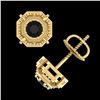 Image 3 : 1.11 ctw Fancy Black Diamond Art Deco Stud Earrings 18k Yellow Gold - REF-100M2G