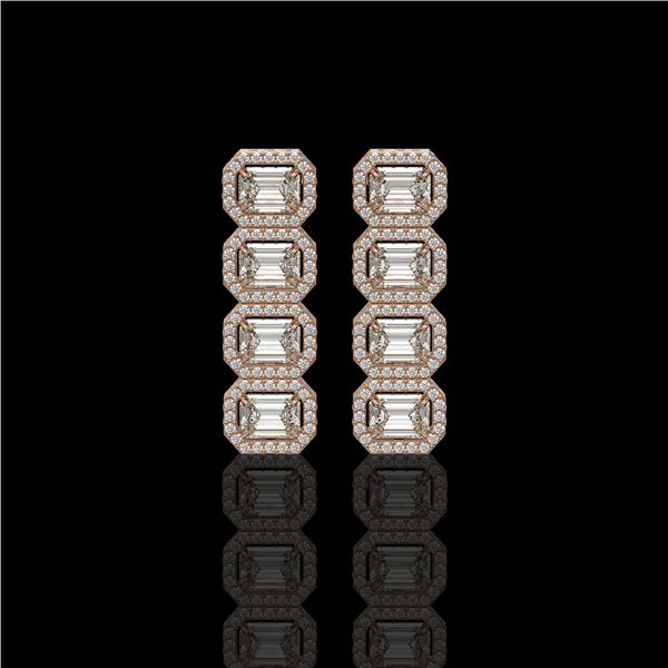5.33 ctw Emerald Cut Diamond Micro Pave Earrings 18K Rose Gold - REF-844F2M