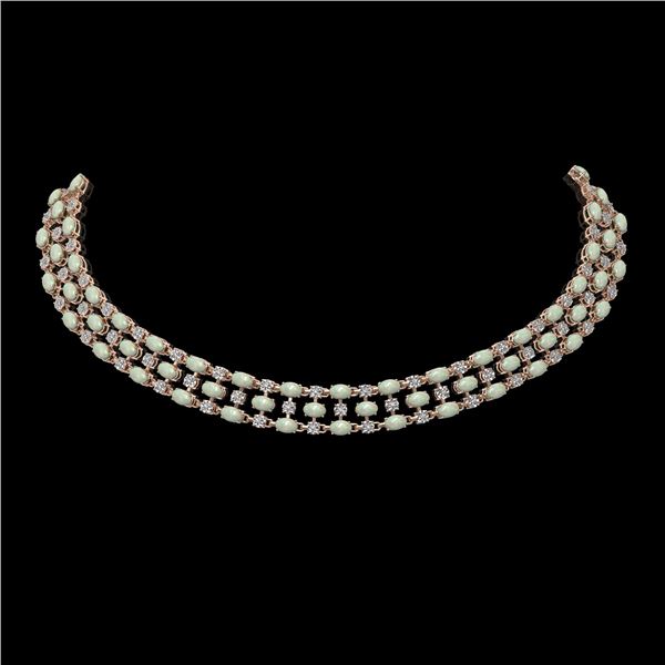 34.85 ctw Opal & Diamond Necklace 10K Rose Gold - REF-618R2K
