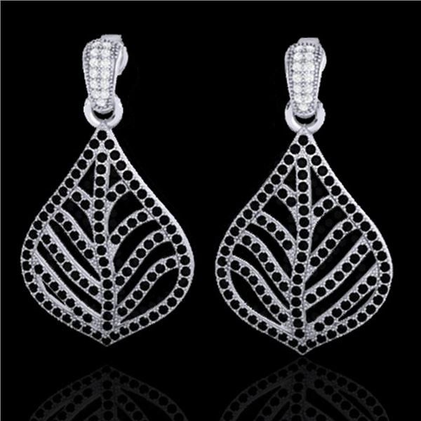 2.50 ctw Micro Pave Black & White VS/SI Diamond Earrings 18k White Gold - REF-235W8H