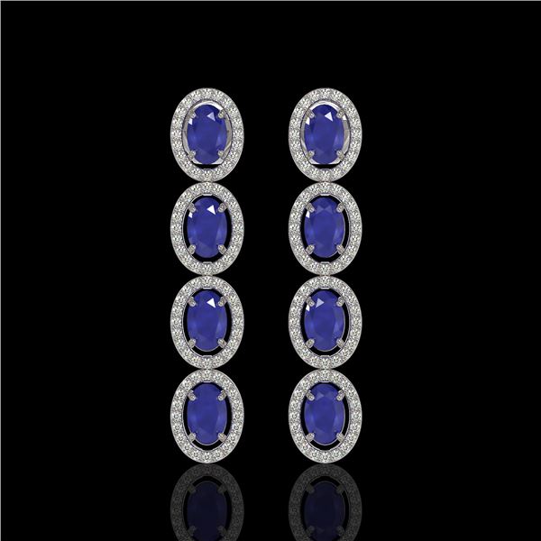 6.47 ctw Sapphire & Diamond Micro Pave Halo Earrings 10k White Gold - REF-143N6F