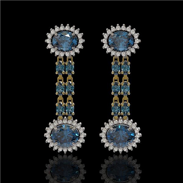 9.85 ctw London Topaz & Diamond Earrings 14K Yellow Gold - REF-148H9R