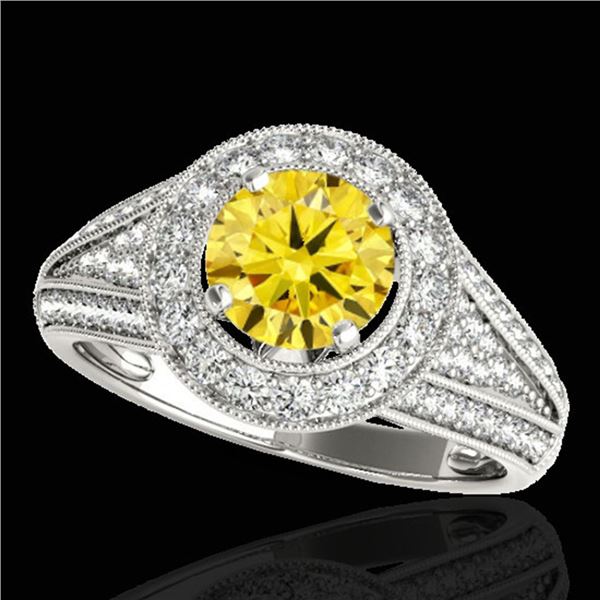 2.17 ctw Certified SI/I Fancy Intense Yellow Diamond Ring 10k White Gold - REF-340G9W