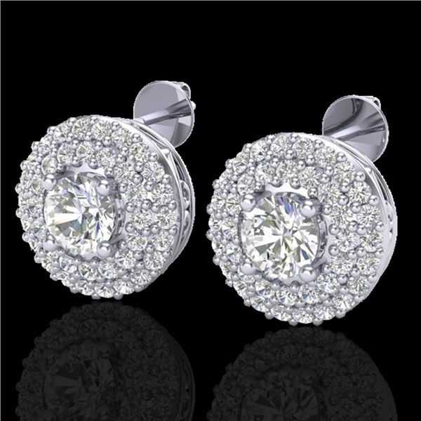 1.20 ctw Micro Pave VS/SI Diamond Earrings DOUBLE 18k White Gold - REF-123N6F