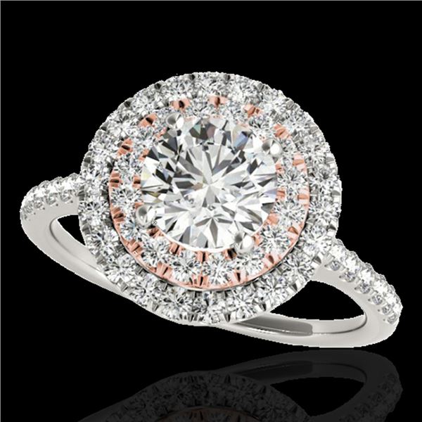 1.5 ctw Certified Diamond Solitaire Halo Ring 10k 2Tone Gold - REF-197W8H