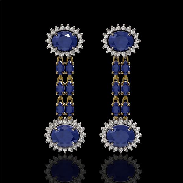 10.23 ctw Sapphire & Diamond Earrings 14K Yellow Gold - REF-227N3F