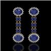 Image 1 : 10.23 ctw Sapphire & Diamond Earrings 14K Yellow Gold - REF-227N3F
