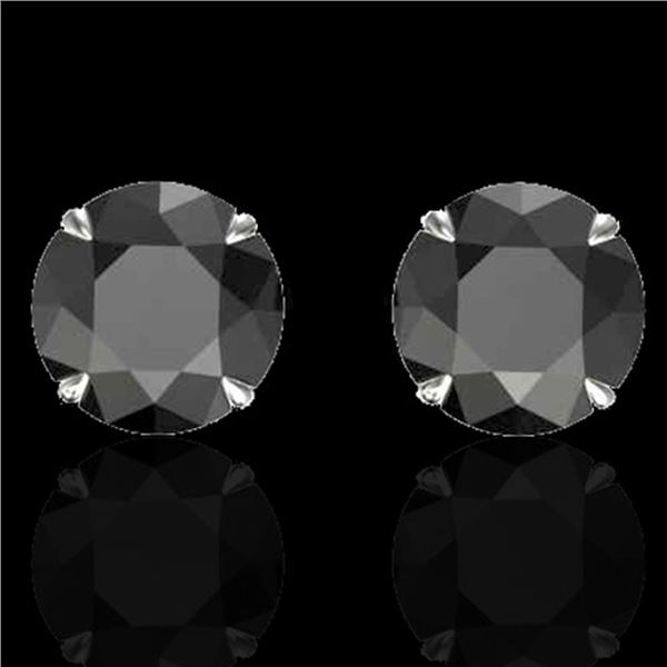 4 ctw Black Diamond Designer Earrings 18k White Gold - REF-125K5Y