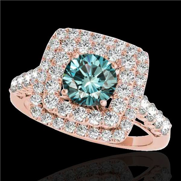 2.05 ctw SI Certified Fancy Blue Diamond Halo Ring 10k Rose Gold - REF-169W3H