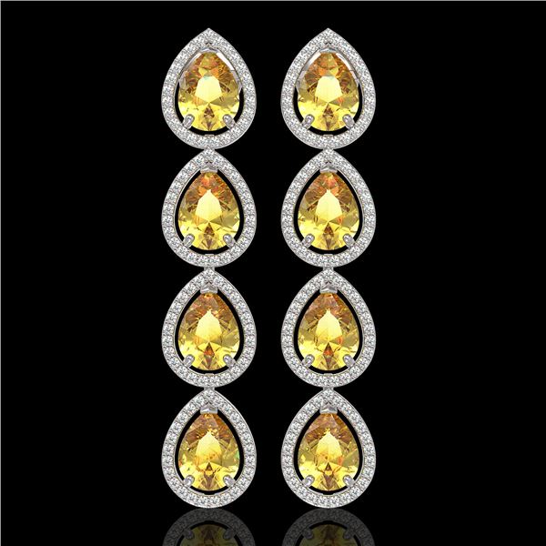 9.2 ctw Fancy Citrine & Diamond Micro Pave Halo Earrings 10k White Gold - REF-172F8M