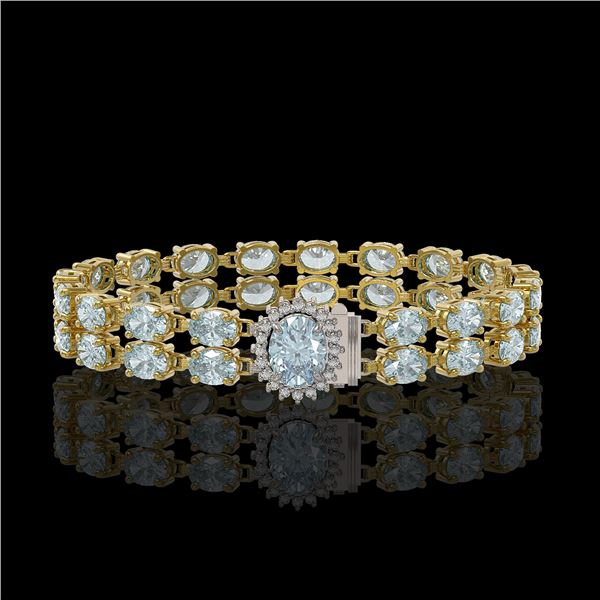 29.32 ctw Sky Topaz & Diamond Bracelet 14K Yellow Gold - REF-218R2K