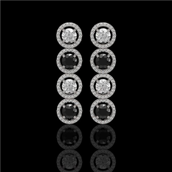 5.58 ctw Black & Diamond Micro Pave Earrings 18K White Gold - REF-436A2N