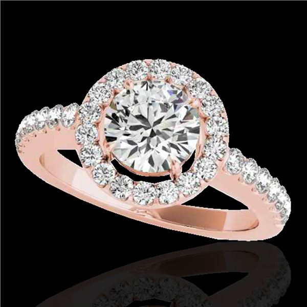 1.65 ctw Certified Diamond Solitaire Halo Ring 10k Rose Gold - REF-211Y4X