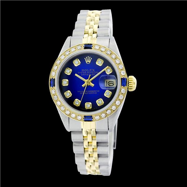 Rolex Ladies Stainless Steel, Diam Dial & Diam/Sapphire Bezel, Sapphire Crystal