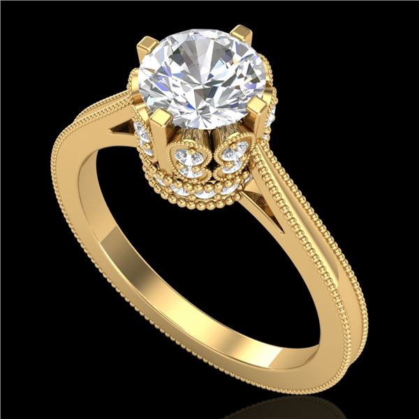 1.5 ctw VS/SI Diamond Art Deco Ring 18k Yellow Gold - REF-399R3K