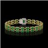 Image 3 : 19.07 ctw Emerald & Diamond Bracelet 14K Yellow Gold - REF-236W4H