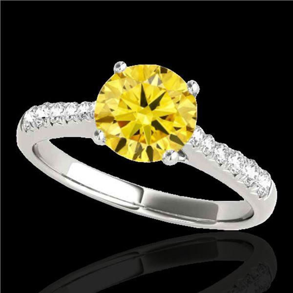 1.25 ctw Certified SI/I Fancy Intense Yellow Diamond Ring 10k White Gold - REF-190M9G