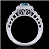 Image 3 : 1.53 ctw Fancy Intense Blue Diamond Art Deco Ring 18k White Gold - REF-236X4A