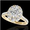 Image 1 : 2 ctw Certified Diamond Solitaire Halo Ring 10k Yellow Gold - REF-229W3H