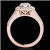 Image 2 : 1.7 ctw Certified Diamond Solitaire Halo Ring 10k Rose Gold - REF-225F2M
