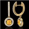 Image 2 : 1.75 ctw Citrine & Micro Pave VS/SI Diamond Earrings 18k Yellow Gold - REF-82Y8X