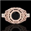 Image 2 : 1.13 ctw Fancy Black Diamond Engagment Art Deco Ring 18k Rose Gold - REF-140X2A