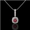 Image 2 : 2.55 ctw Certified Ruby & Diamond Victorian Necklace 14K White Gold - REF-100K2Y