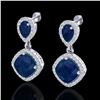 Image 1 : 7 ctw Sapphire & Micro Pave VS/SI Diamond Earrings Designer 10k White Gold - REF-118A2N