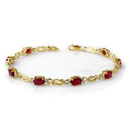 CERTIFIED 5.48ctw RUBY & DIAMOND BRACELET YELLOW GOLD