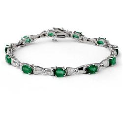 OVERSTOCK 6.11ctw DIAMOND & EMERALD BRACELET 14KT GOLD