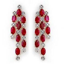OVERSTOCK 4.03ctw DIAMOND & RUBY EARRINGS YELLOW GOLD