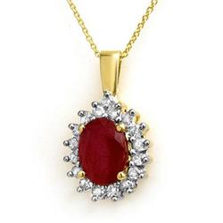 ACA CERTIFIED 3.70ctw DIAMOND & RUBY PENDANT 14KT  GOLD