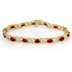 CERTIFIED 8.55ctw RUBY & DIAMOND BRACELET YELLOW GOLD