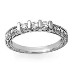 CERTIFIED THREE-STONE 0.55ctw DIAMOND PAVE RING GOLD