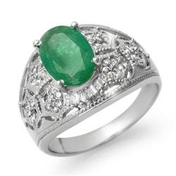 CERTIFIED 2.87ctw DIAMOND & EMERALD RING 14KT GOLD