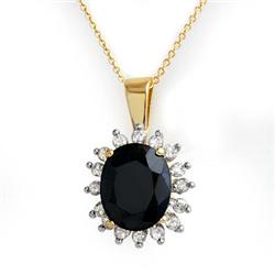 CERTIFIED 5.2ctw SAPPHIRE & DIAMOND PENDANT YELLOW GOLD