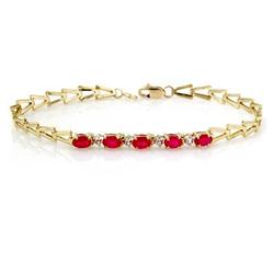 CERTIFIED 1.55ctw RUBY TENNIS BRACELET YELLOW GOLD