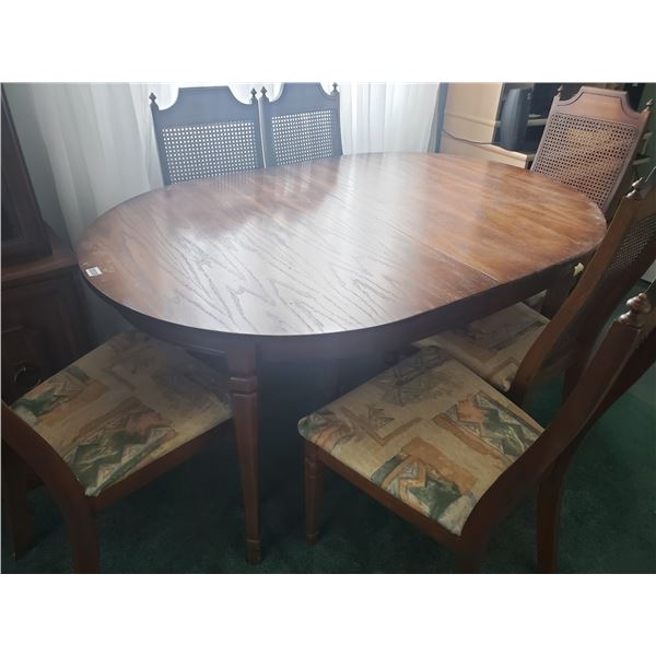 Vintage Dining Table w/ Leaf + 6 Chairs