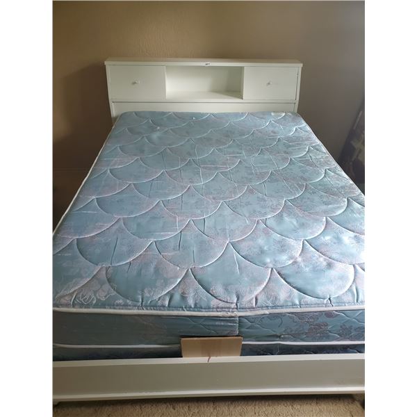 Vintage Double Headboard, Frame & Mattress w/ Box Spring