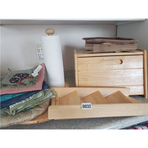 Bread Box, Letter & key Holder, Paper Towel Holder, Lazy Susan Turntable