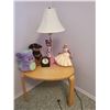 Image 1 : Side Table with Lamp, Ferbie, Puppy Plush, and Princess Figurine