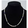 Image 1 : FRESHWATER PEARL NECKLACE WITH BLUE STONES AND