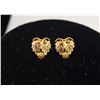 Image 1 : 10K TWO-TONE GOLD EARRINGS, GRAPE LEAF PATTERN