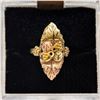 Image 1 : 10K TWO-TONE GOLD RING, GRAPE LEAF PATTERN,