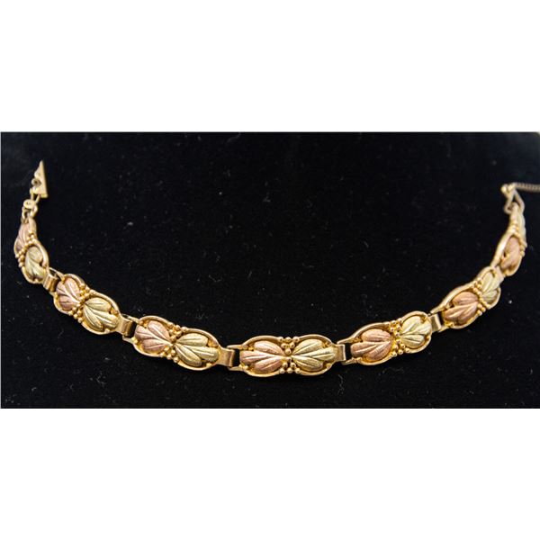 10K TWO-TONE GOLD BRACELET, GRAPE LEAF