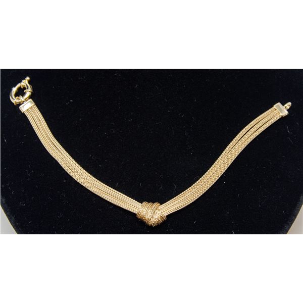 14K GOLD TRIPLE-STRAND KNOTTED ROPE BRACELET,