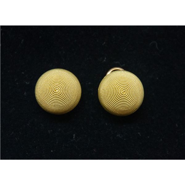 ITALIAN 18K GOLD EARRINGS WITH BASKET MESH DESIGN